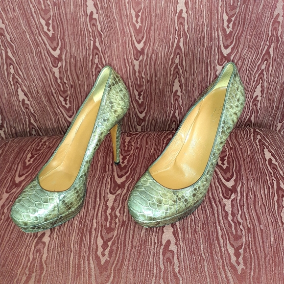 GUCCI Brown Python/Snakeskin 5" Heels - Picture 2 of 16